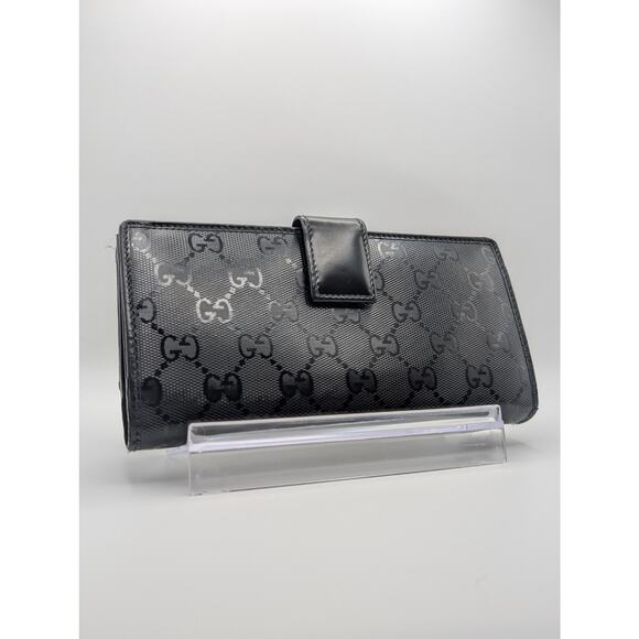 Auth Gucci Implement Black Canvas & Leather Wallet Full Inclusion w/ Box - Picture 1 of 11